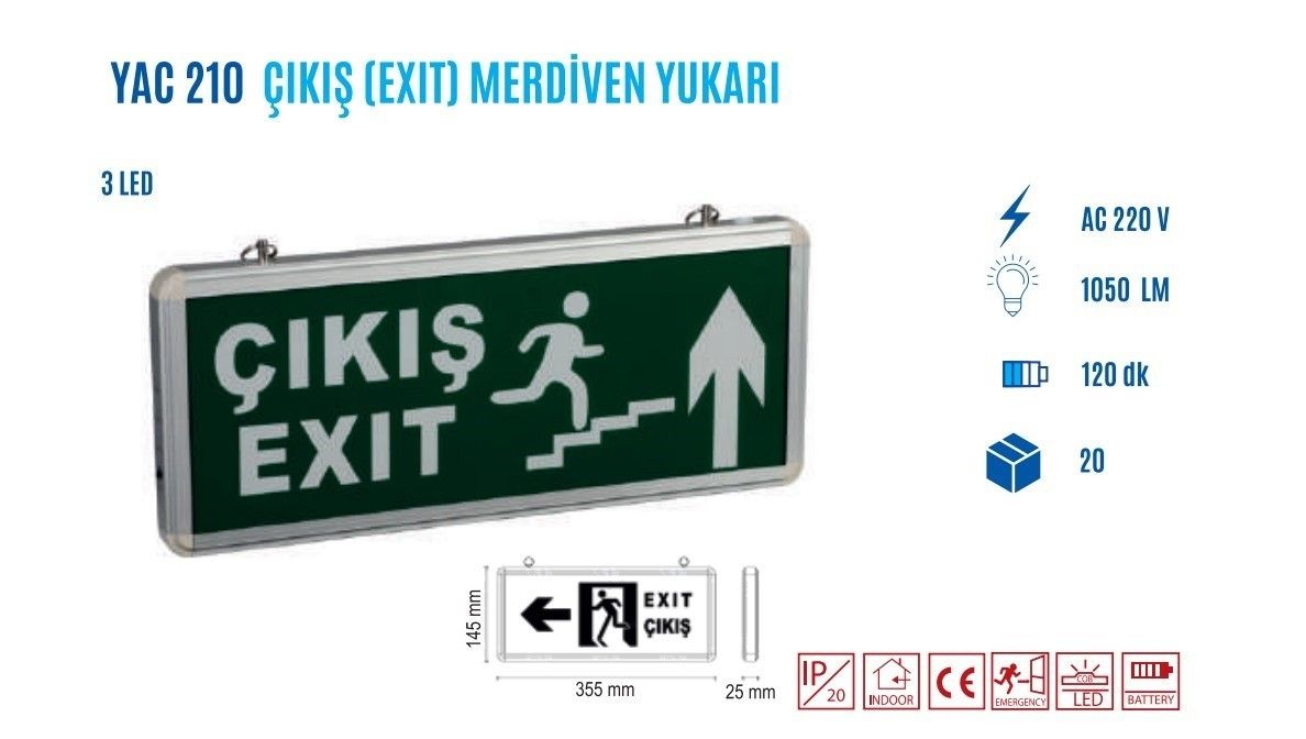 YCL YAC-210 Exit Yukarı Çıkış Yönlendirme Tabelası