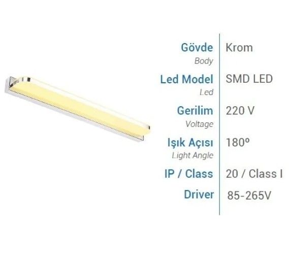 YCL YDA-607G 7W 42CM Led Duvar Apliği Yatay 4000K