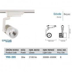 YCL YRS-205B 30W Led Ray Spot Beyaz Kasa Beyaz