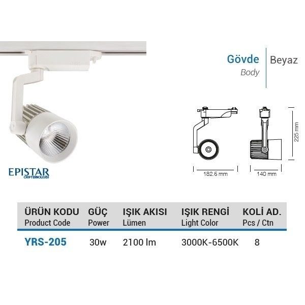 YCL YRS-205B 30W Led Ray Spot Beyaz Kasa Beyaz