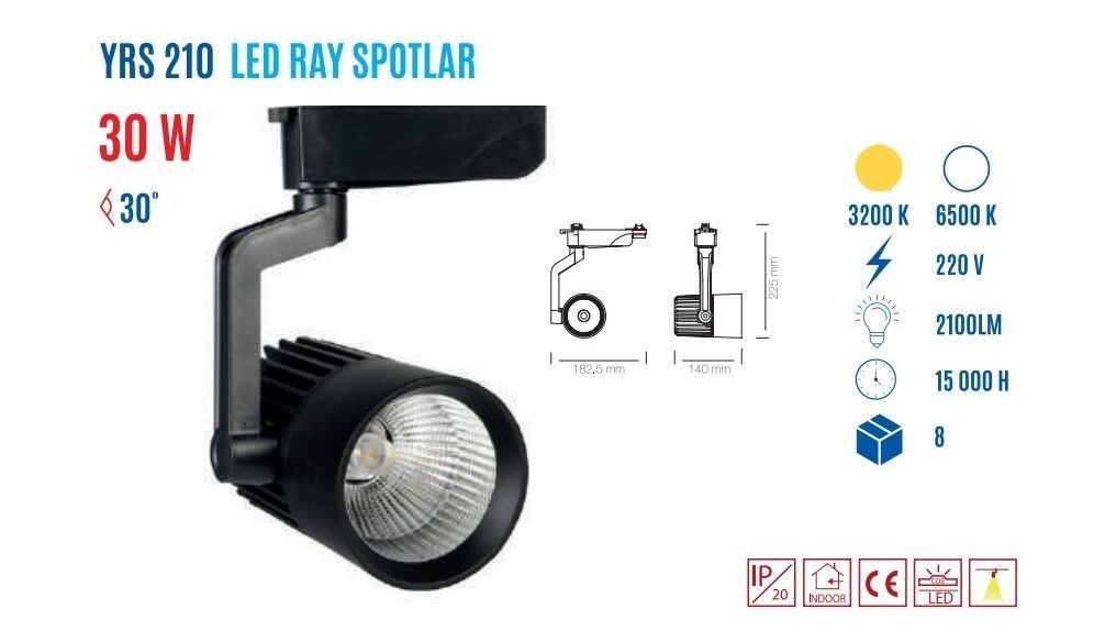YCL YRS-210B 30W Cob Led Ray Spot Armatür Beyaz