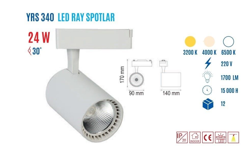 YCL YRS-340B 24W Led Ray Spot Beyaz