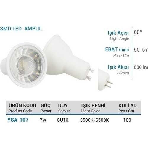 YCL YSA-107A 7W GU10 Amber Smd Led Çanak Ampul