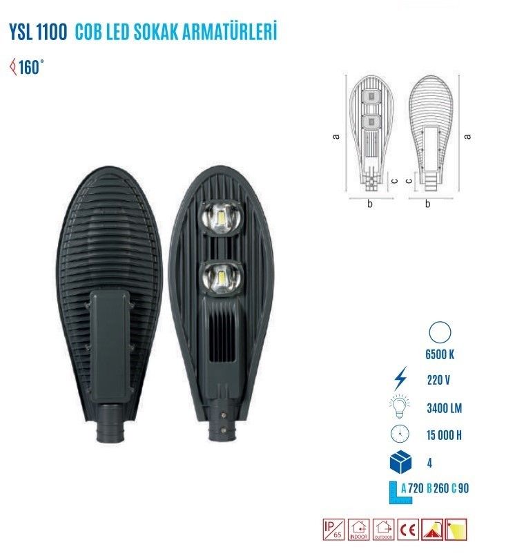 YCL YSL-1100B 100W Cob Led Sokak Armatür Beyaz