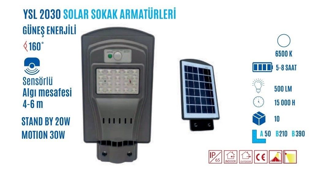 YCL YSL-2030 30W Solar Led Sokak Armatür