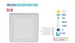 YCL YSM-2024B 24W Sıvaüstü Kare Beyaz Led Panel